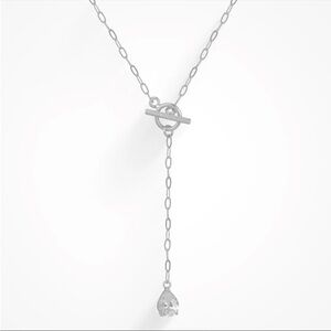 EVRY JEWELS Silver Capri Necklace with Teardrop Pendant